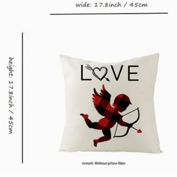 NEW VALENTINE'S DAY LOADS OF LOVE BUFFALO CHECK VTG TRUCK LINEN PILLOW COVER - Picture 2 of 3